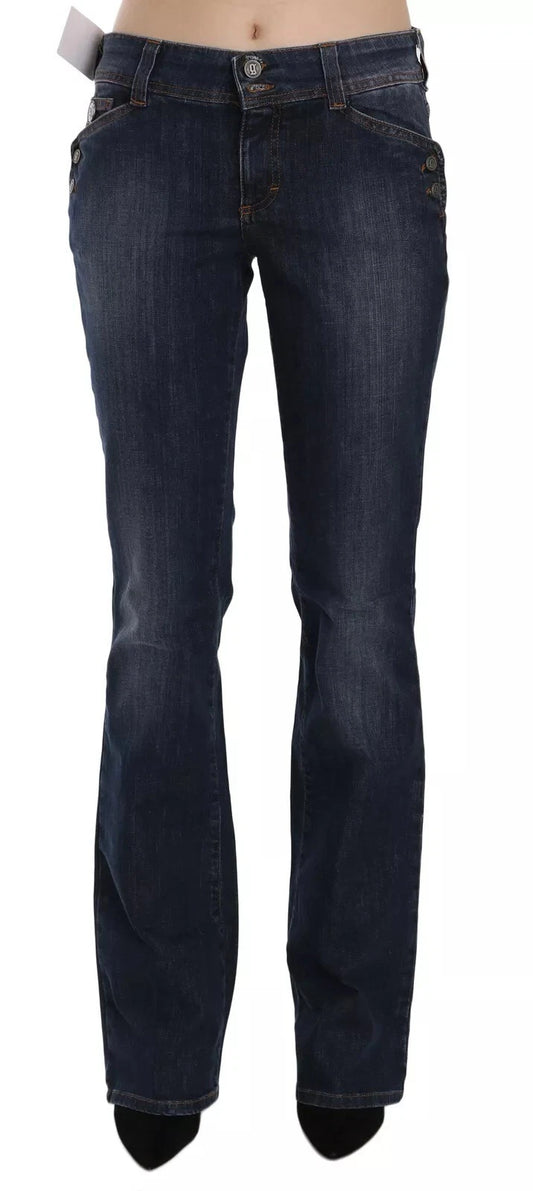 John Galliano Blue Washed Mid Waist Flared Denim Casual Pants