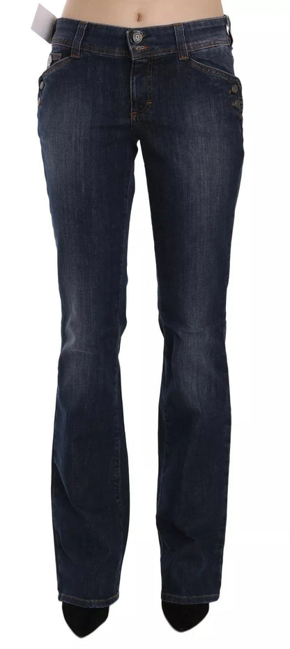 John Galliano Blue Washed Mid Waist Flared Denim Casual Pants