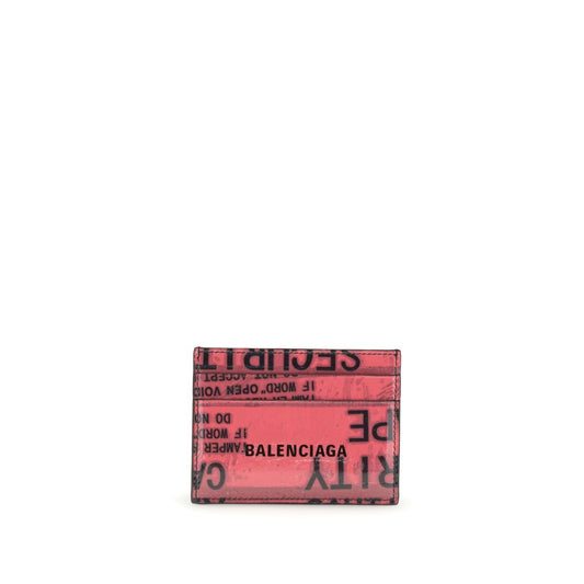 Balenciaga Black & Red Leather Tape Type Card Holder Wallet for Men