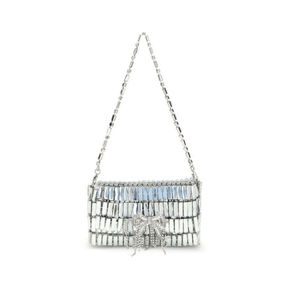 Self-Portrait Silver Crystal Bow Mini Shoulder Bag