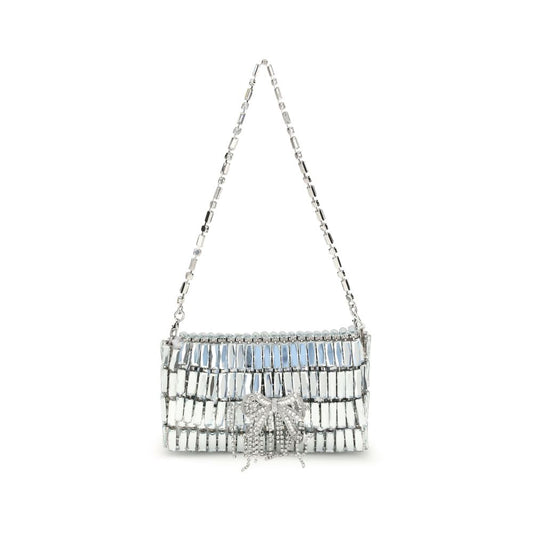 Self-Portrait Silver Crystal Bow Mini Shoulder Bag
