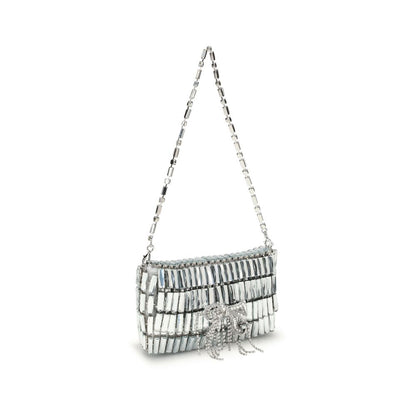 Self-Portrait Silver Crystal Bow Mini Shoulder Bag