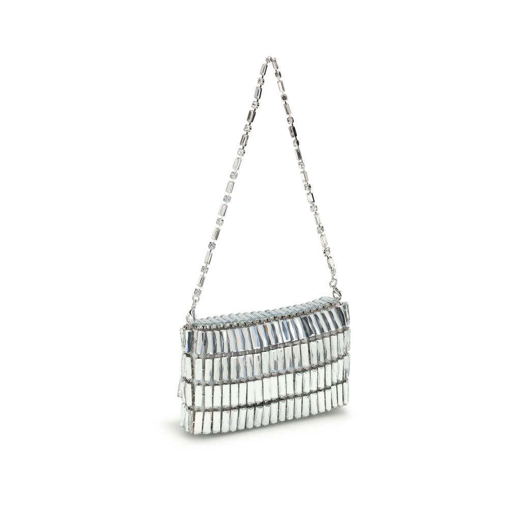 Self-Portrait Silver Crystal Bow Mini Shoulder Bag
