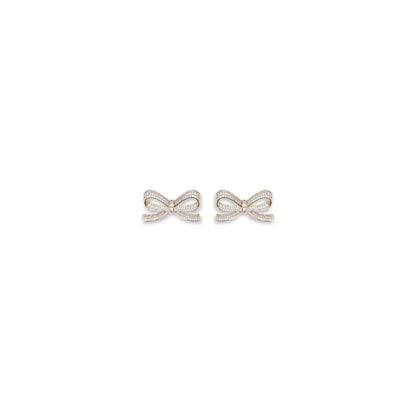 Self-Portrait Gold Crystal Bow Earrings