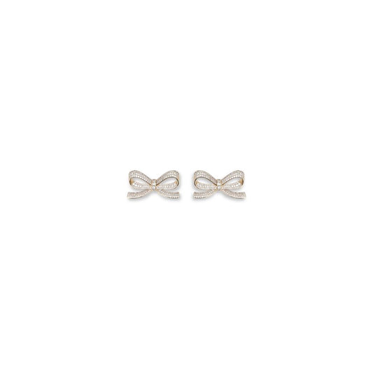 Self-Portrait Gold Crystal Bow Earrings