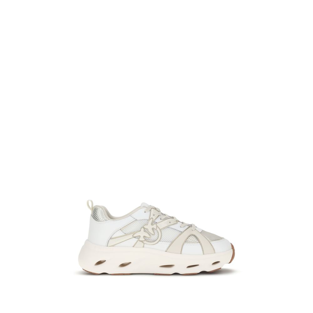 PINKO White Love Birds Logo Sneakers