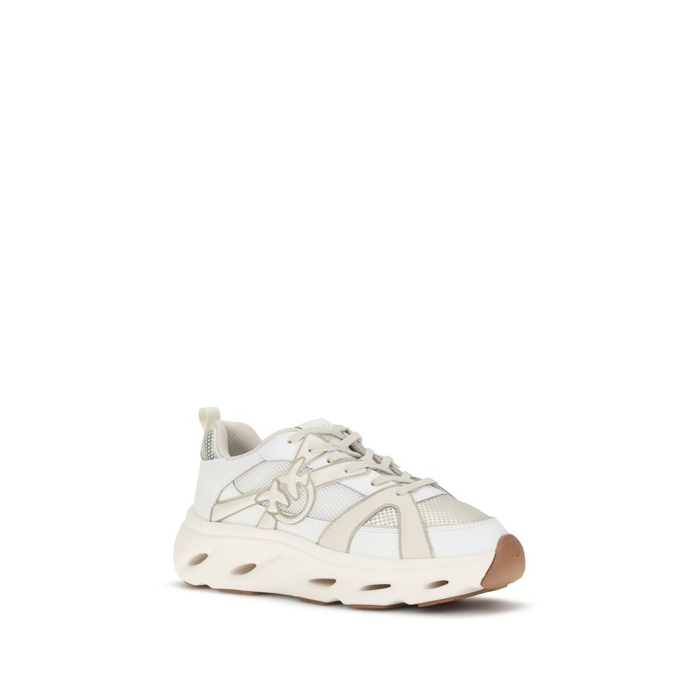 PINKO White Love Birds Logo Sneakers