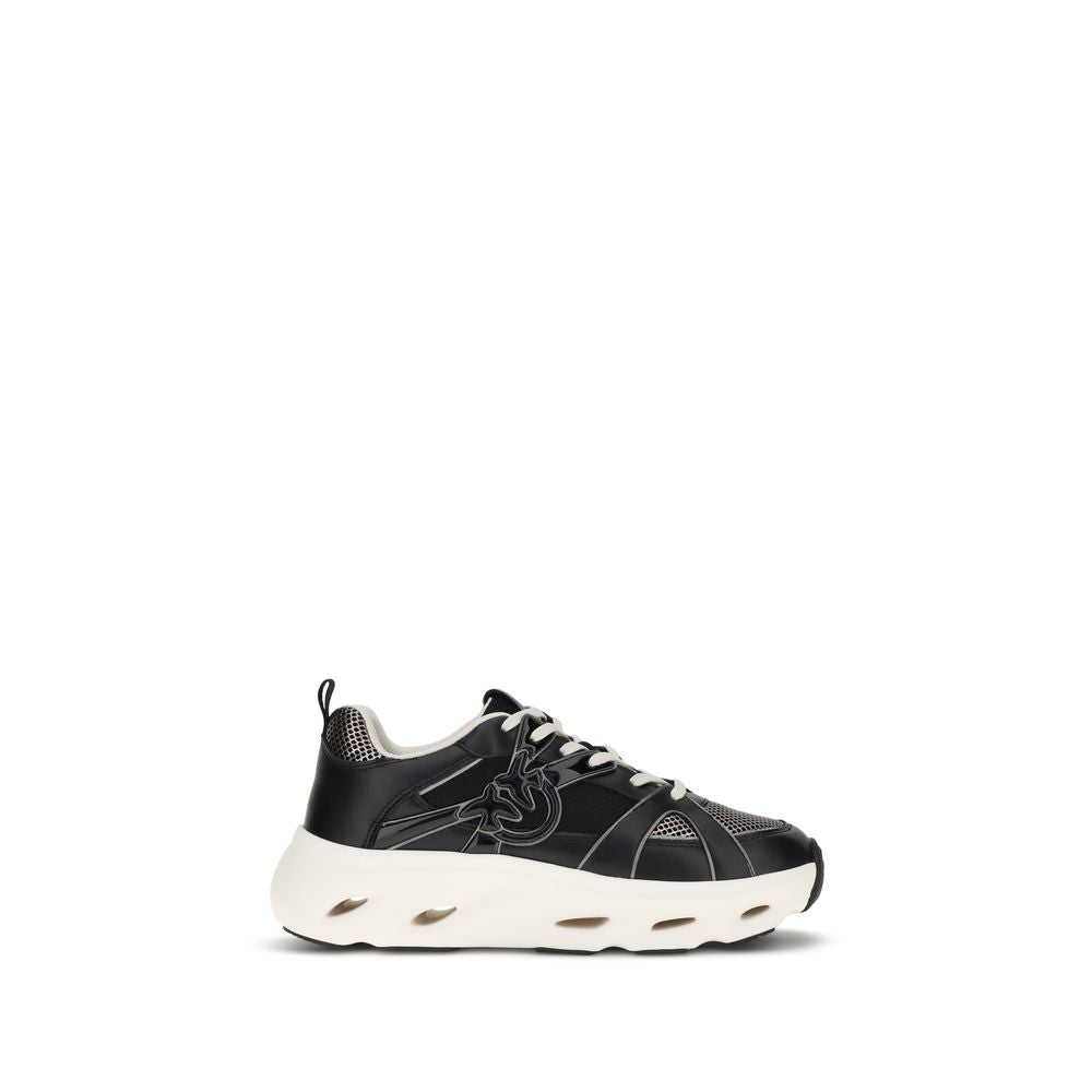 PINKO Black & White Love Birds Logo Sneakers