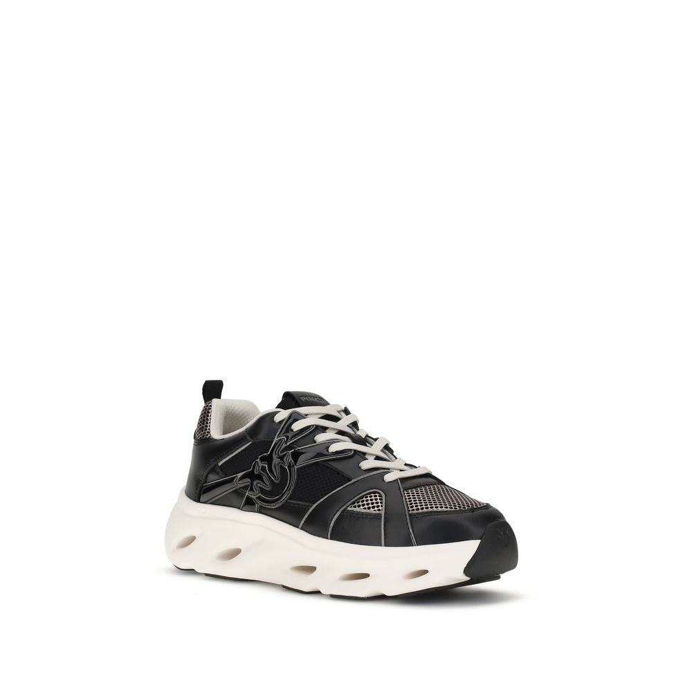 PINKO Black & White Love Birds Logo Sneakers