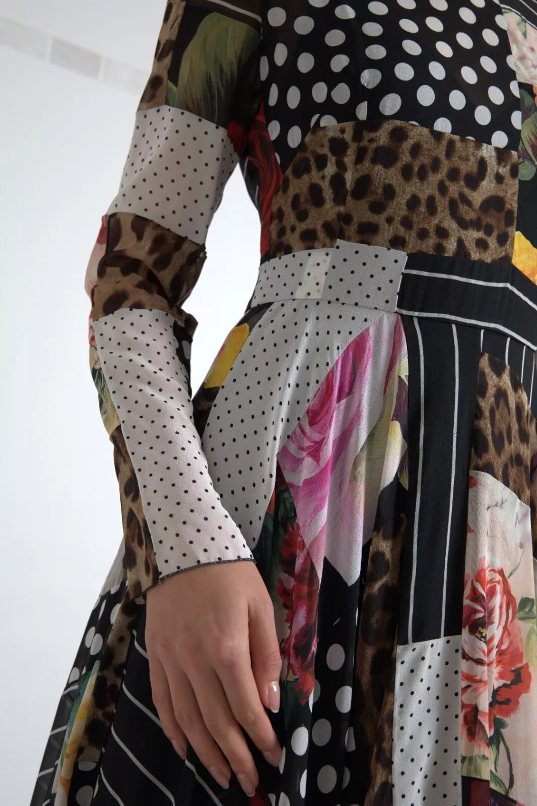 Dolce & Gabbana Multicolor Patchwork Floral Leopard Dress