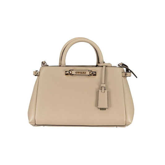 Guess Jeans Beige Polyethylene Handbag: Bold Elegance Redefined