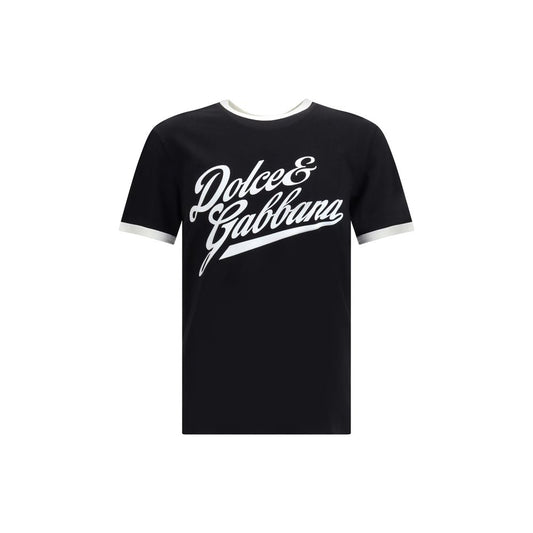 Dolce & Gabbana Black Logo Cotton T-Shirt for Men