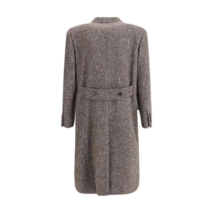 Dolce & Gabbana Grey Herringbone Double-breasted Coat for Men