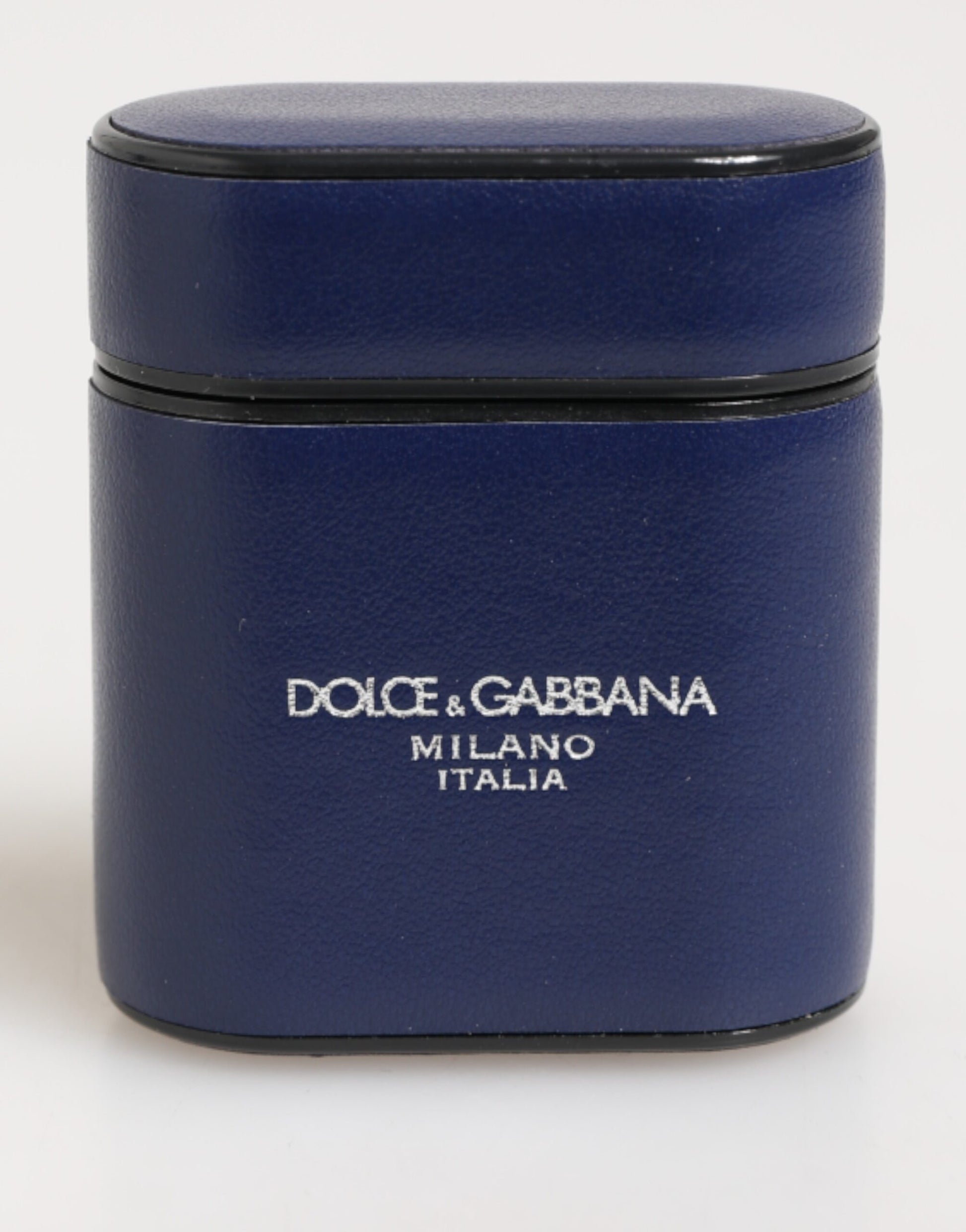 Dolce & Gabbana Blue Leather Logo Print Flip Holder AirPods Case