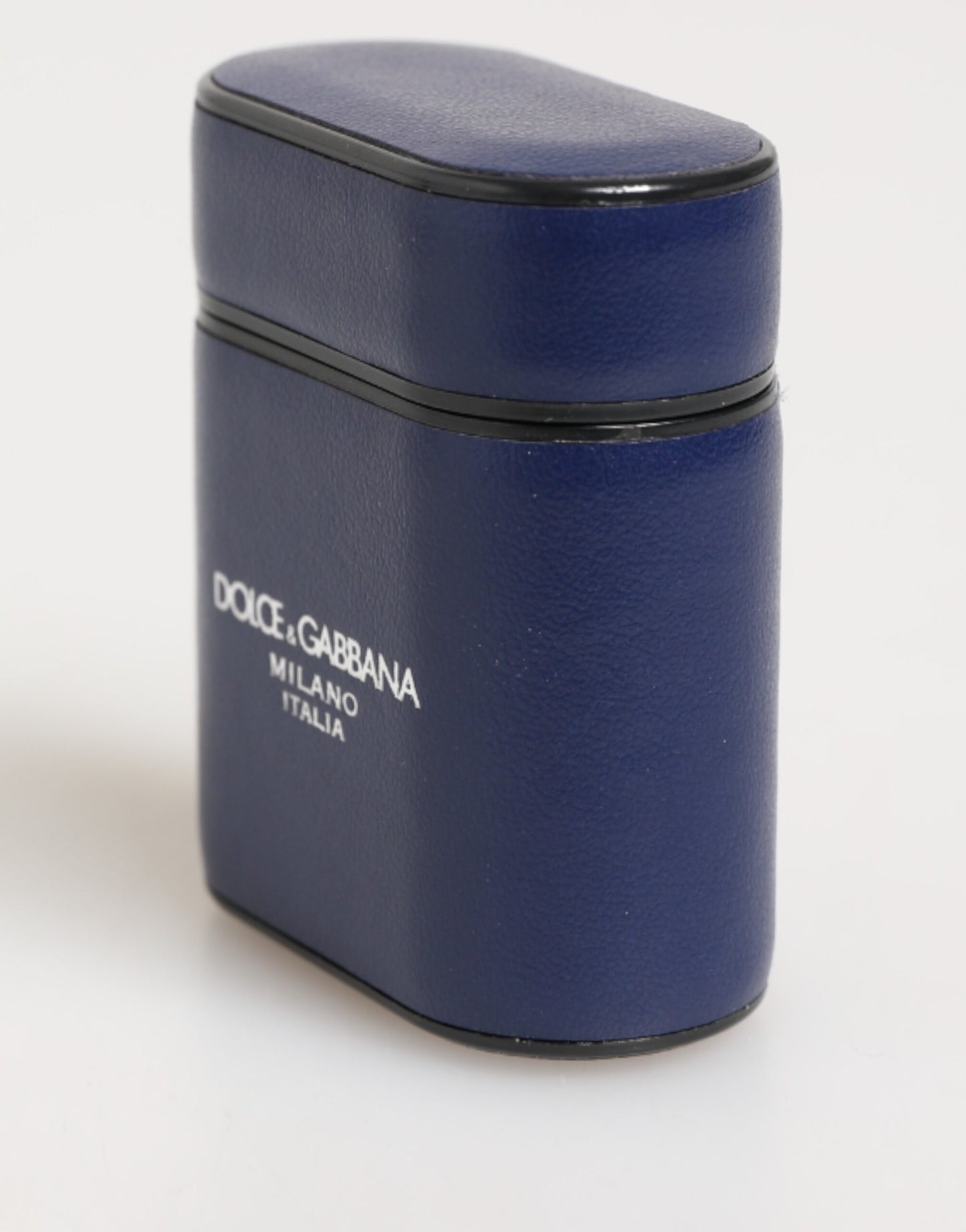 Dolce & Gabbana Blue Leather Logo Print Flip Holder AirPods Case