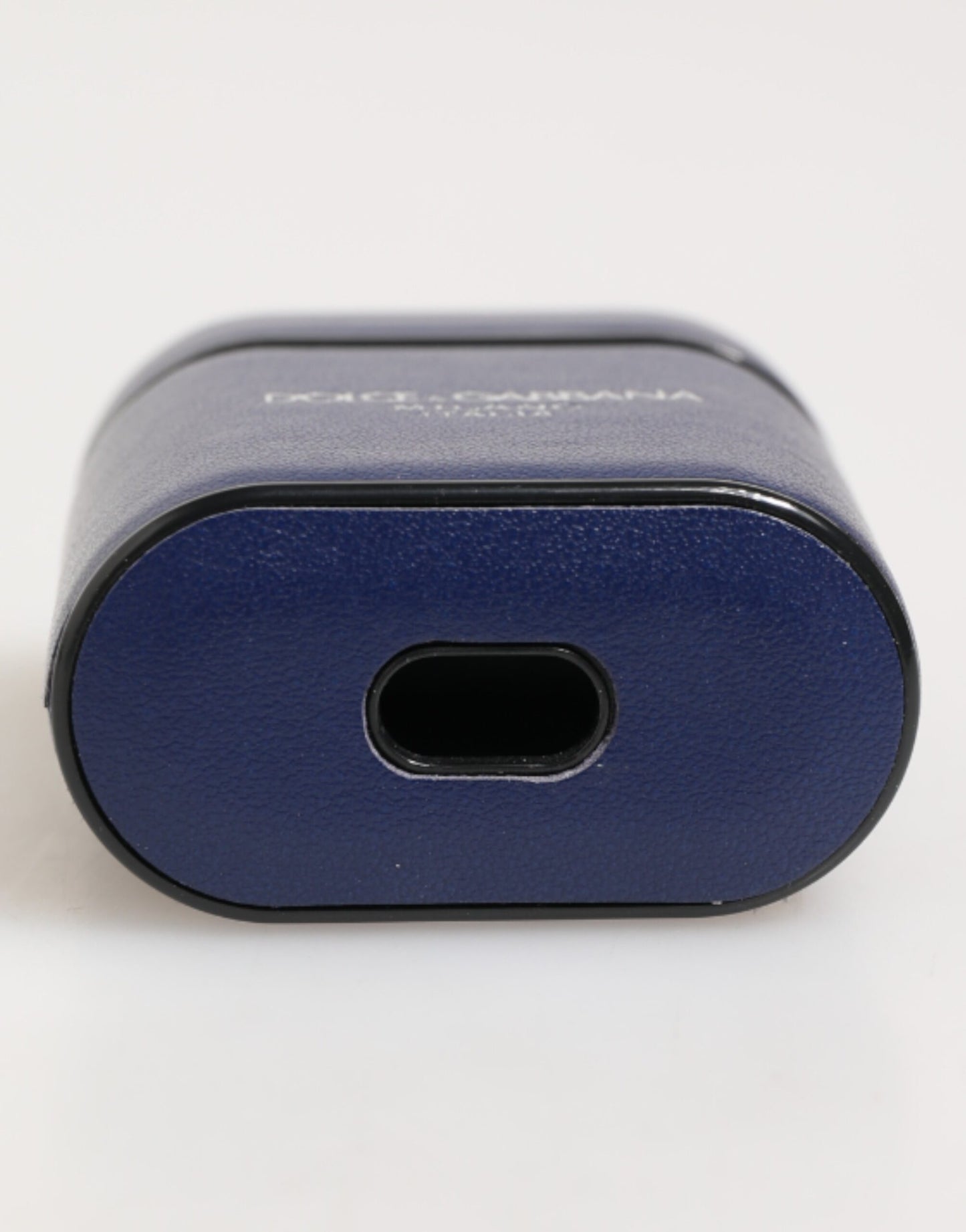 Dolce & Gabbana Blue Leather Logo Print Flip Holder AirPods Case
