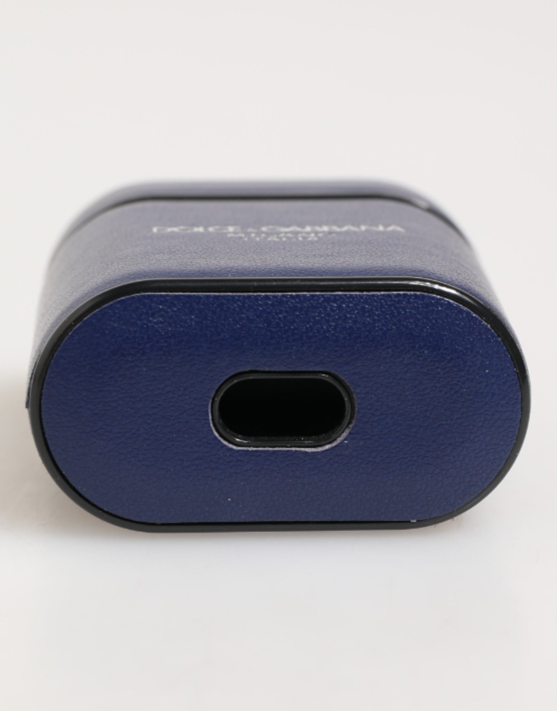 Dolce & Gabbana Blue Leather Logo Print Flip Holder AirPods Case