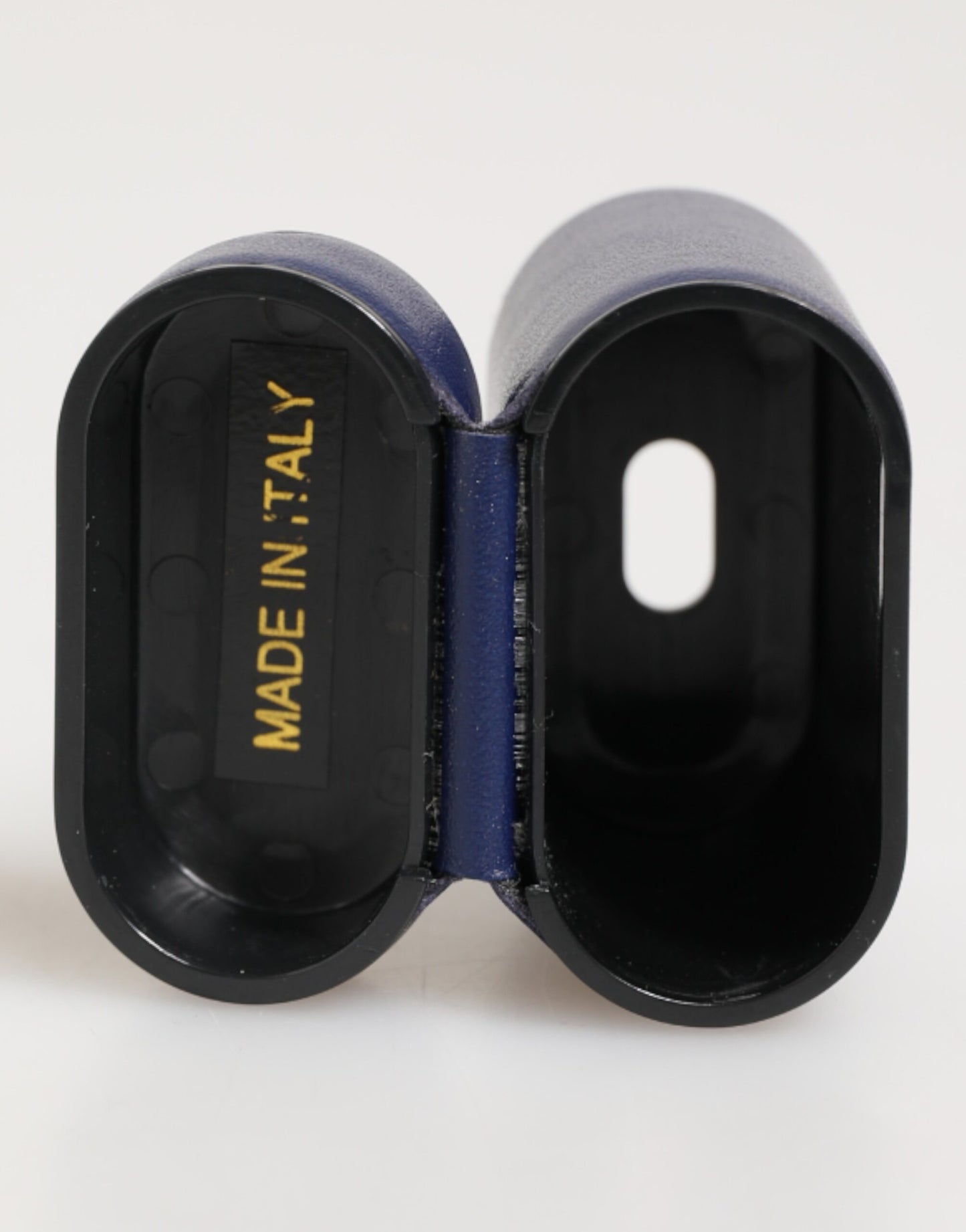 Dolce & Gabbana Blue Leather Logo Print Flip Holder AirPods Case