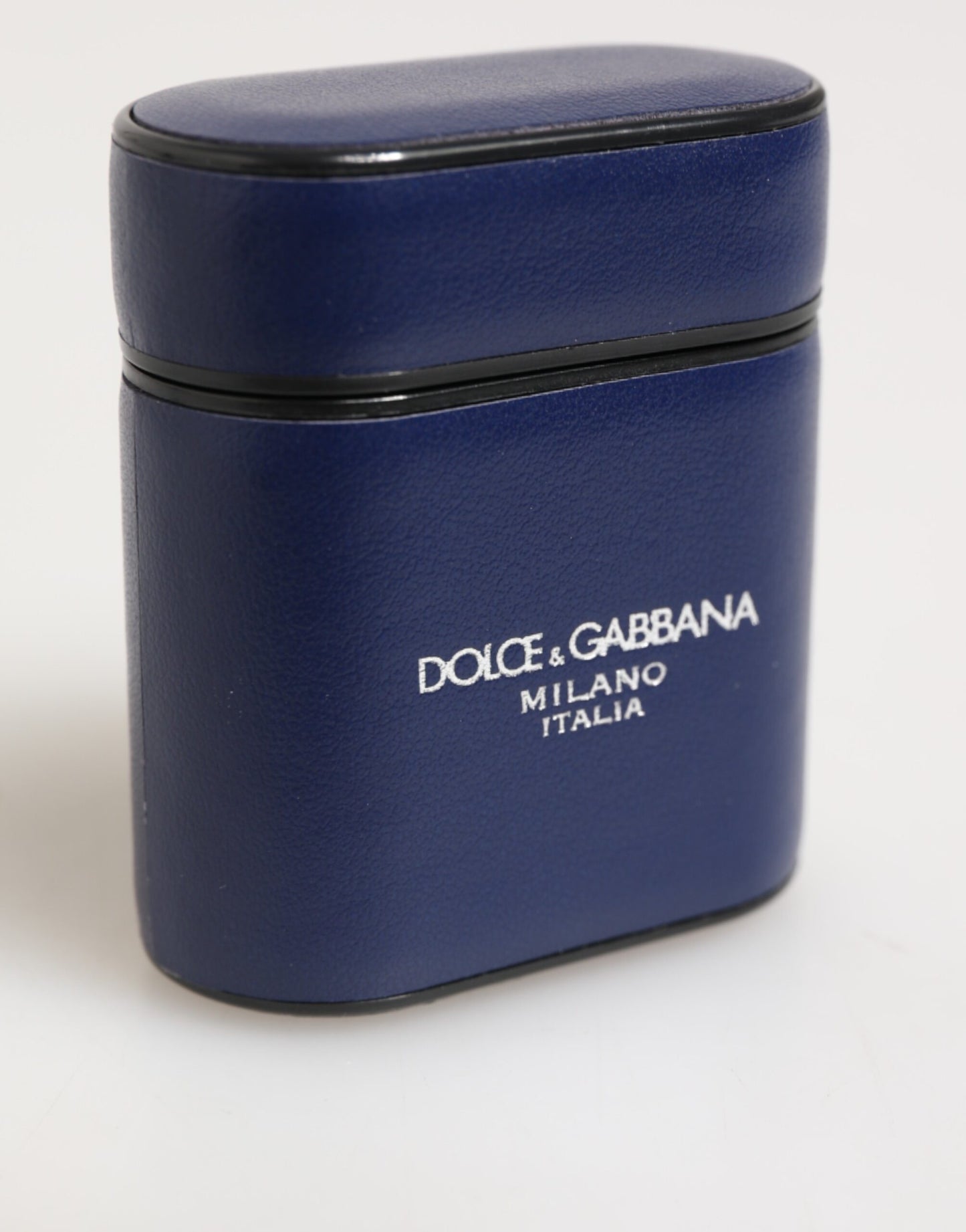 Dolce & Gabbana Blue Leather Logo Print Flip Holder AirPods Case
