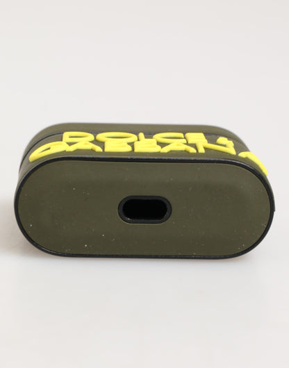 Dolce & Gabbana Army Green Rubber Logo Embossed AirPods Case