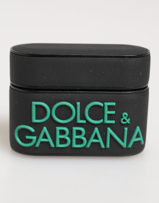 Dolce & Gabbana Black Mint Rubber Logo Embossed Accessory AirPods Case