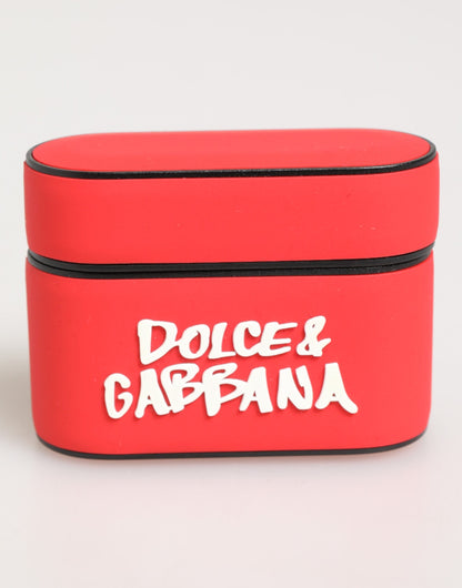 Dolce & Gabbana Red PVC DG Logo Embossed AirPods Case