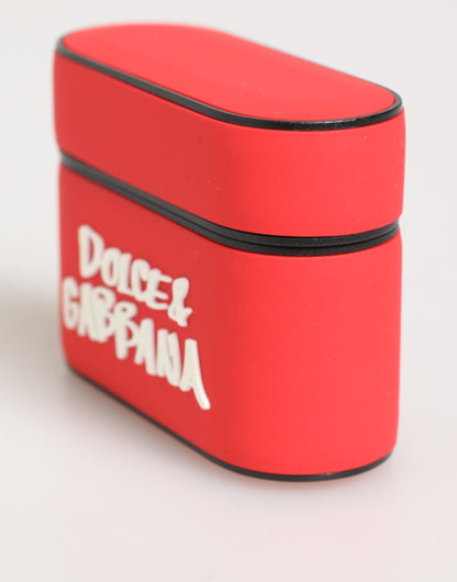 Dolce & Gabbana Red PVC DG Logo Embossed AirPods Case