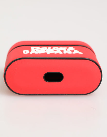 Dolce & Gabbana Red PVC DG Logo Embossed AirPods Case