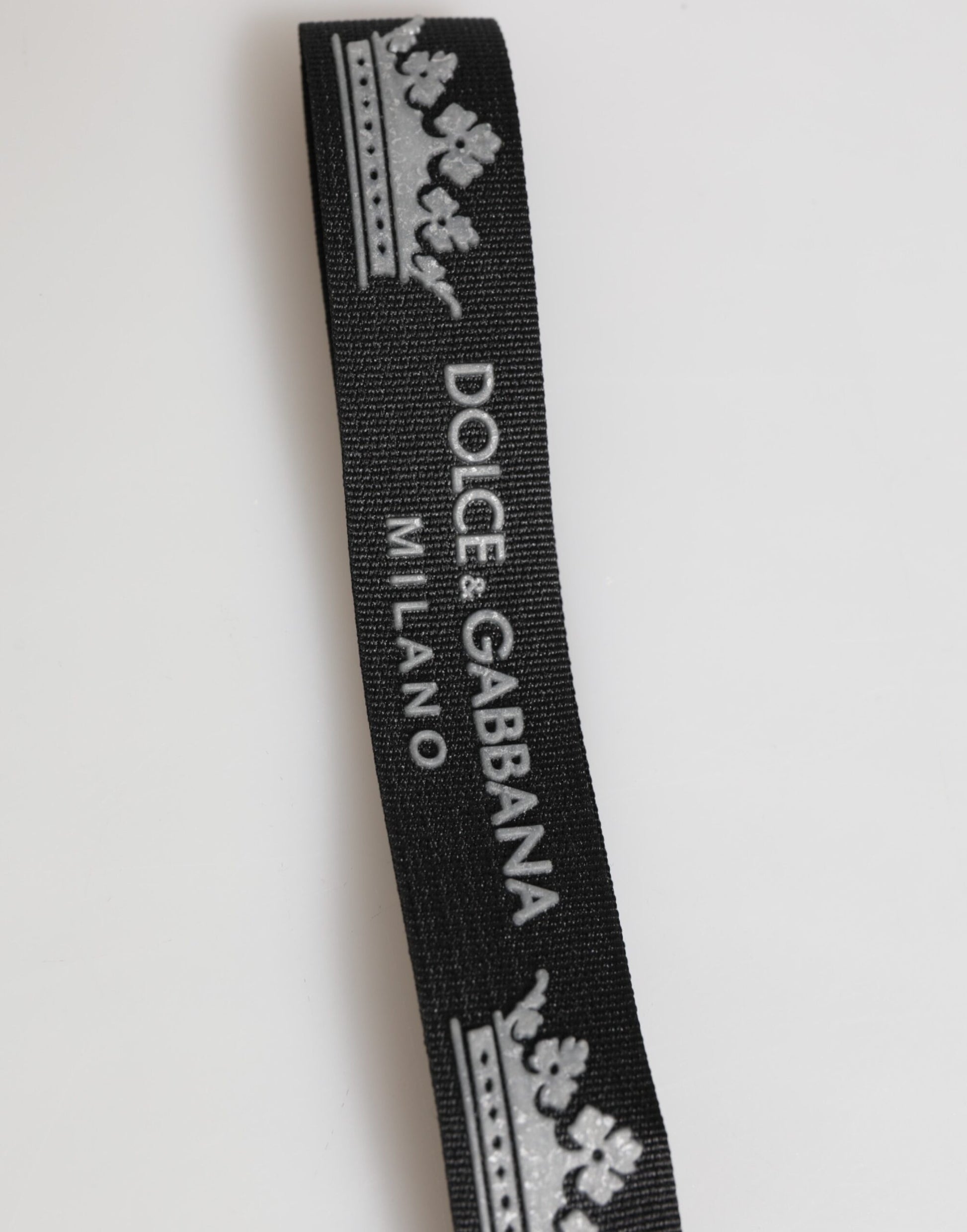 Dolce & Gabbana Black Silver Nylon DG Crown Men's Keyring Holder