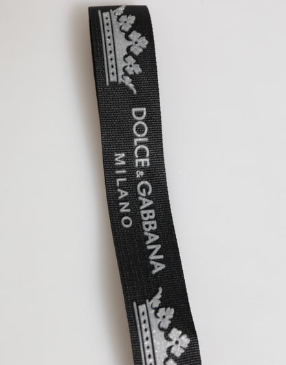 Dolce & Gabbana Black Silver Nylon DG Crown Men's Keyring Holder