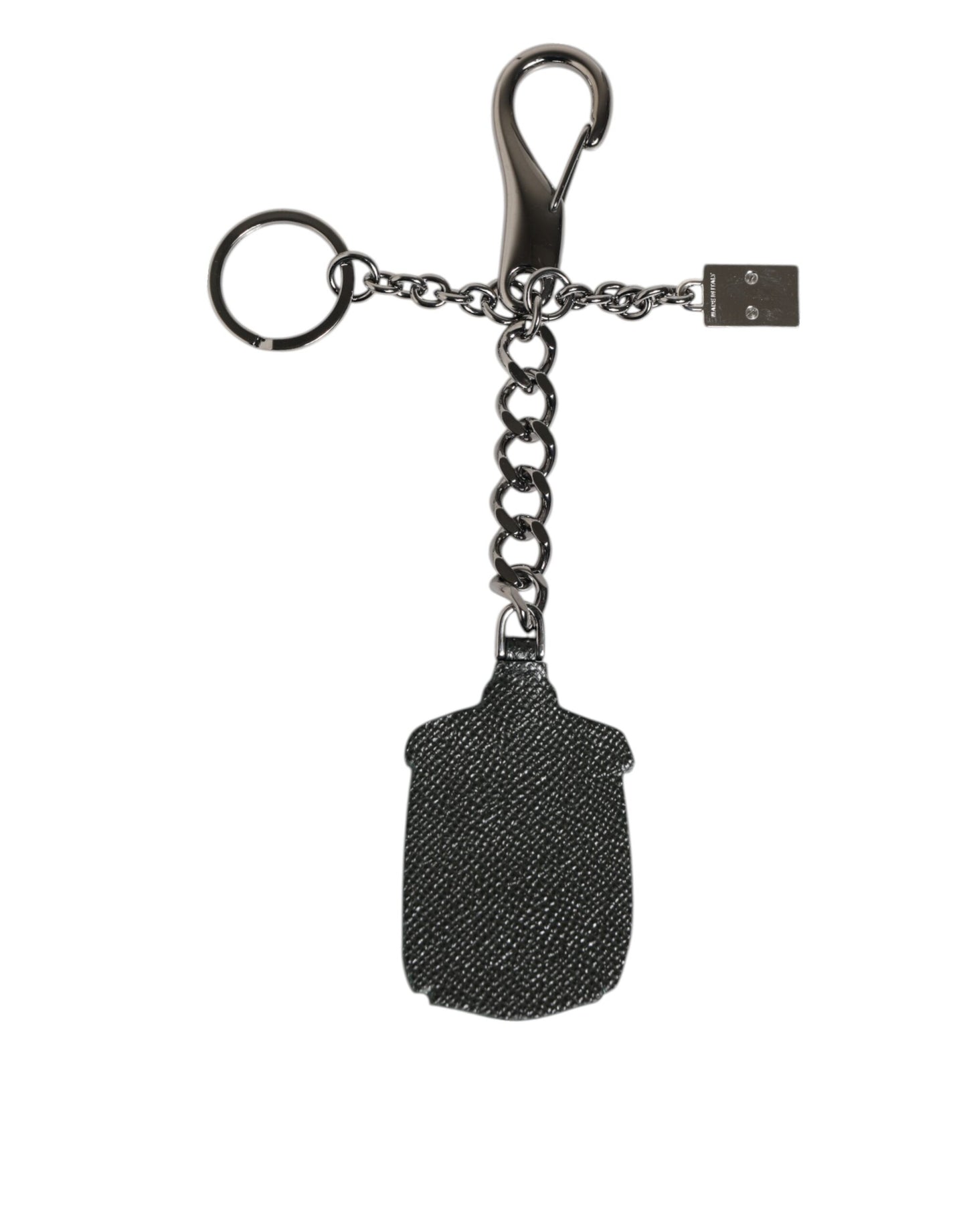 Dolce & Gabbana Black Red Military Leather Patch DG Logo Keychain