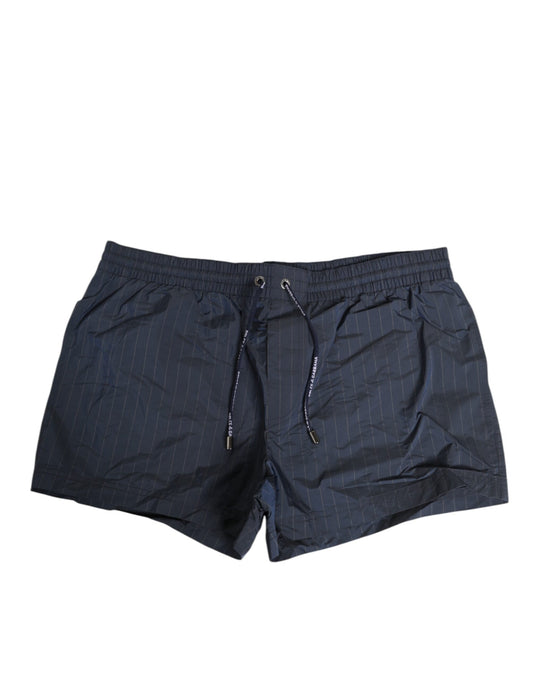 Dolce & Gabbana Navy Blue Pinstripe Men's Swimwear