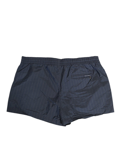 Dolce & Gabbana Navy Blue Pinstripe Men's Swimwear