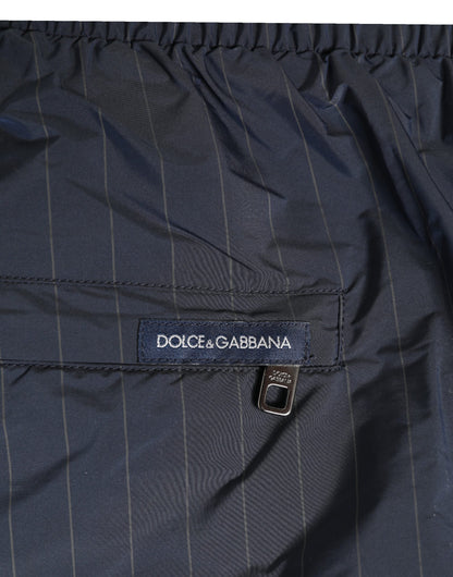 Dolce & Gabbana Navy Blue Pinstripe Men's Swimwear