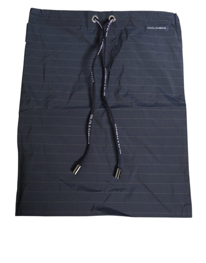 Dolce & Gabbana Navy Blue Pinstripe Men's Swimwear
