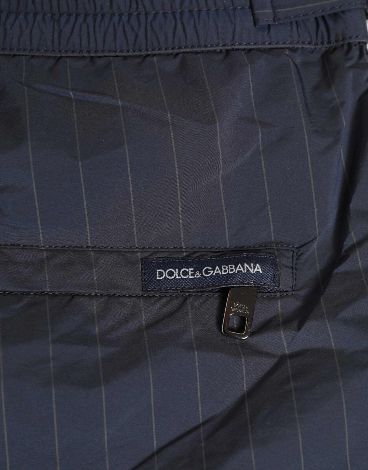 Dolce & Gabbana Navy Blue Pinstripe Men's Swim Shorts
