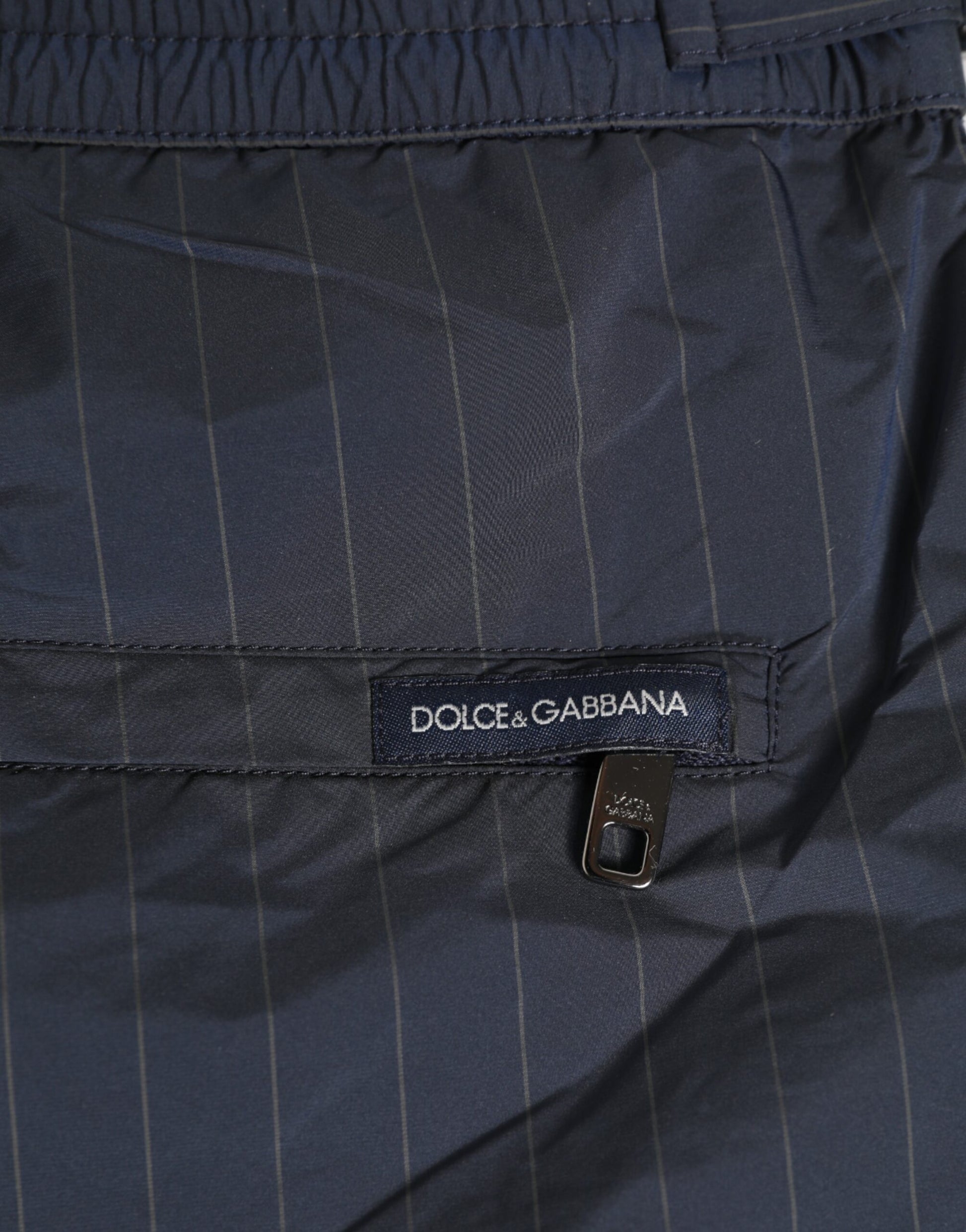 Dolce & Gabbana Navy Blue Pinstripe Men's Swim Shorts