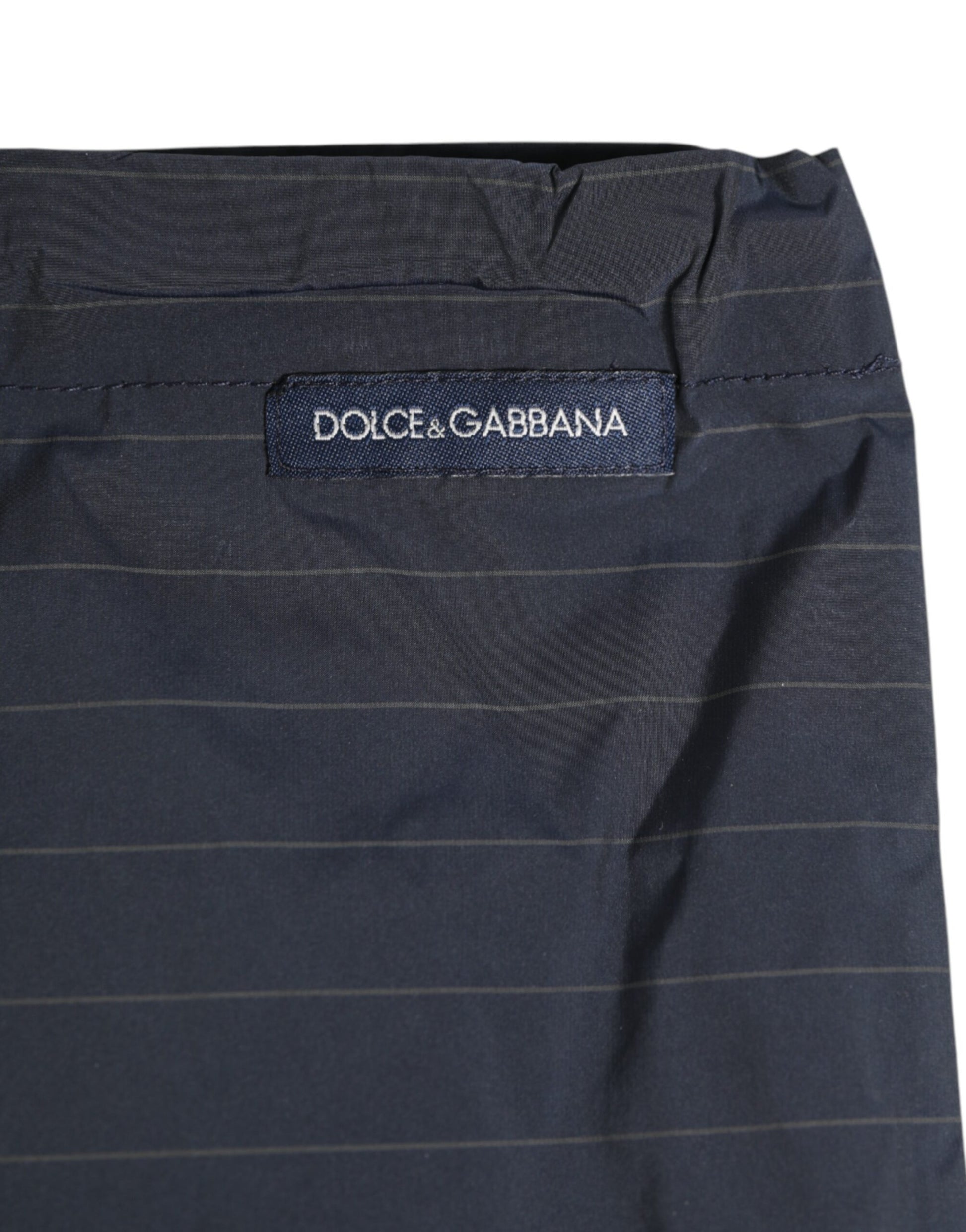 Dolce & Gabbana Navy Blue Pinstripe Men's Swim Shorts