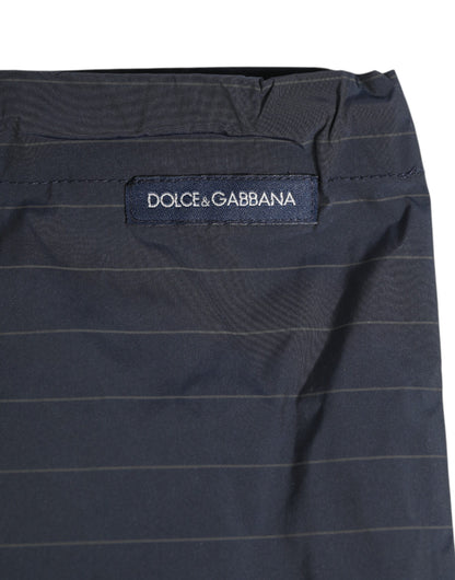 Dolce & Gabbana Navy Blue Pinstripe Men's Swim Shorts