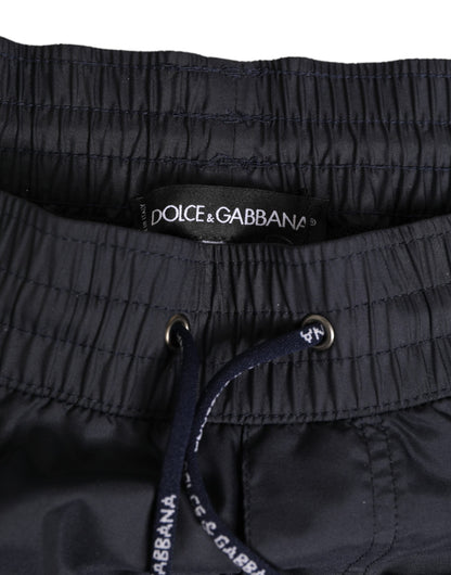 Dolce & Gabbana Black and White Logo Elastic Waistband Swimwear