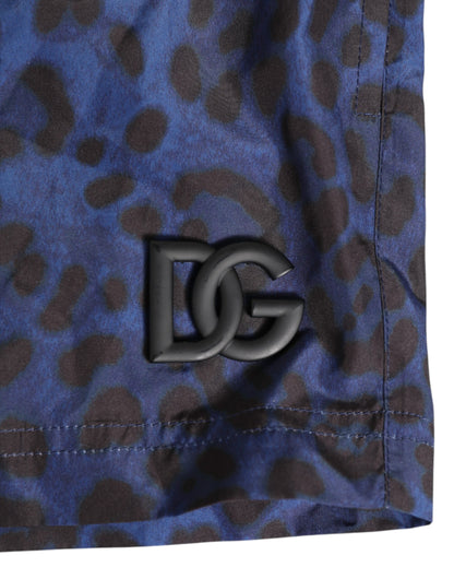 Dolce & Gabbana Blue Leopard Print Swim Shorts