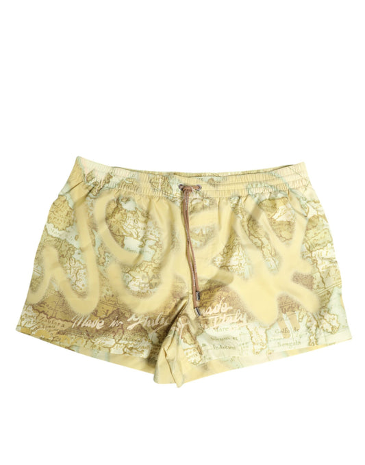 Dolce & Gabbana Yellow World Map Print Swimwear