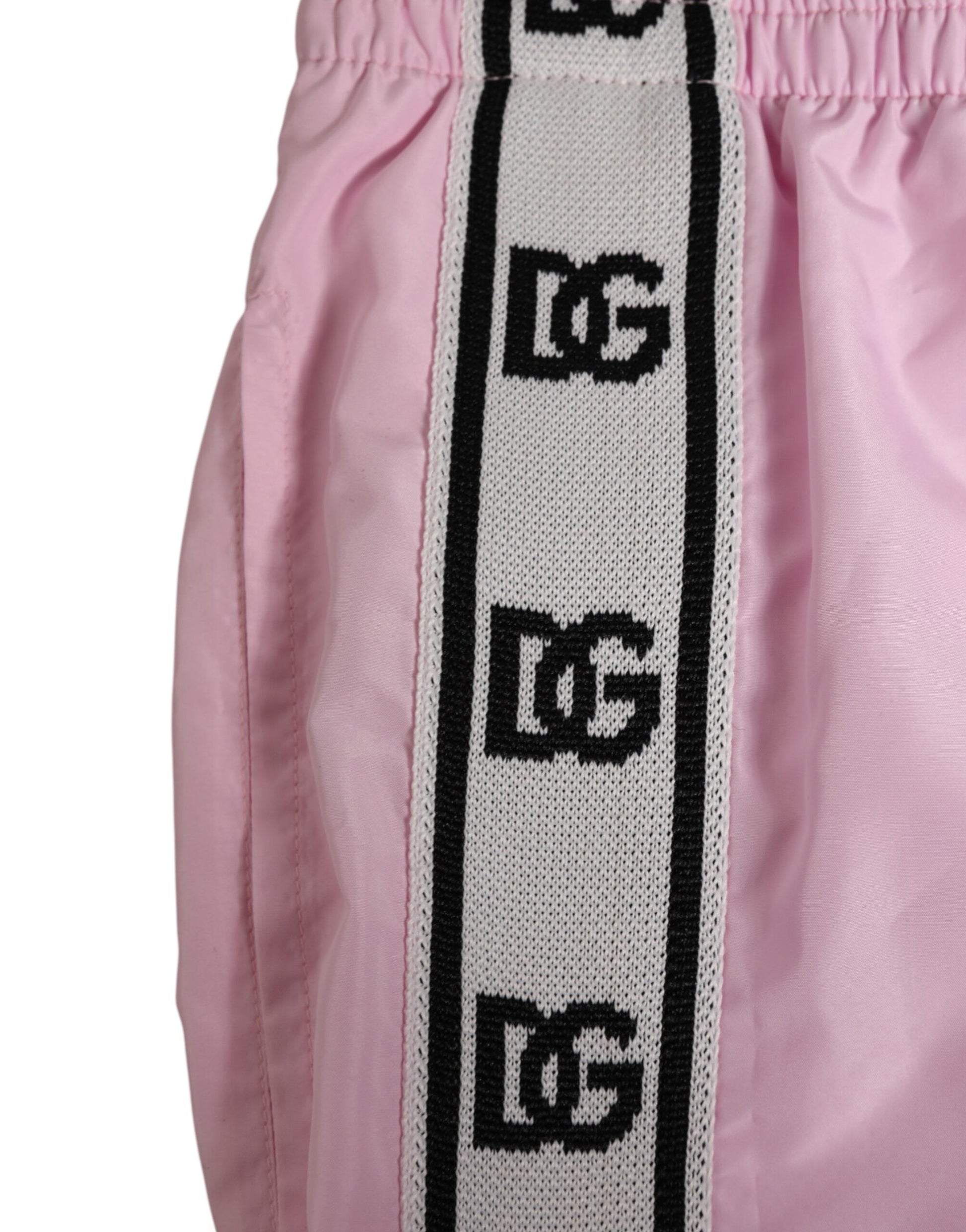 Dolce & Gabbana Pink Nylon Logo Side Stripe Beachwear Swim Shorts for Men