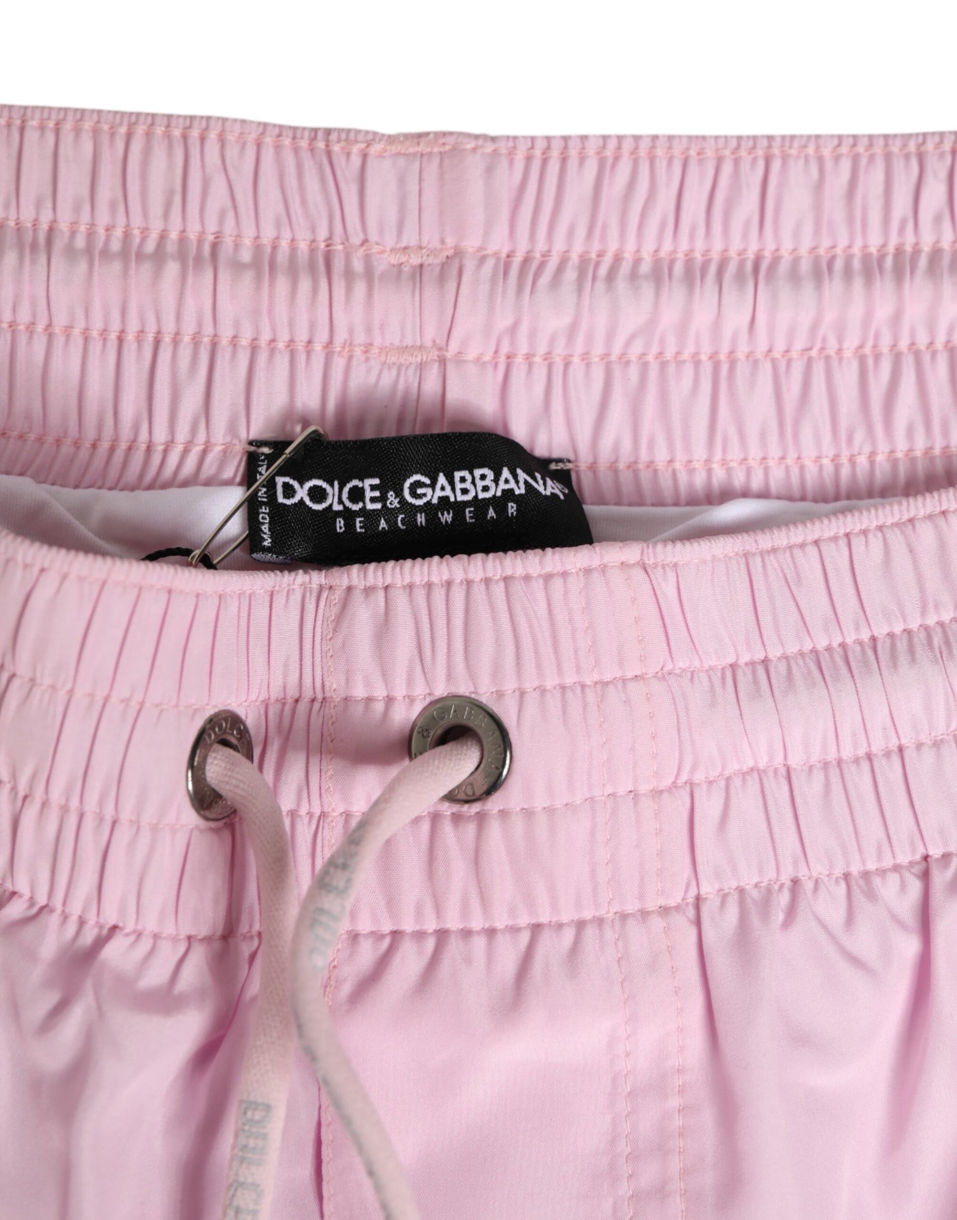 Dolce & Gabbana Pink Nylon Logo Side Stripe Beachwear Swim Shorts for Men