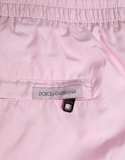 Dolce & Gabbana Pink Nylon Logo Side Stripe Beachwear Swim Shorts for Men