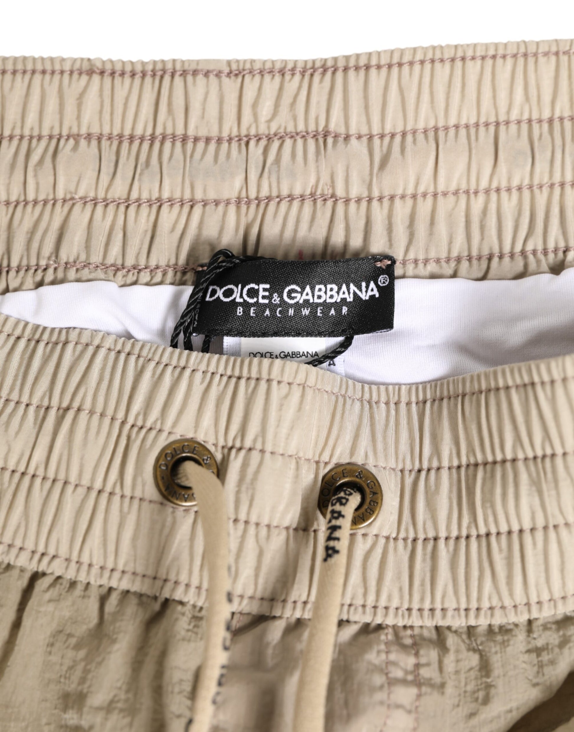 Dolce & Gabbana Beige Nylon Beachwear Men's Boxer Short Swimwear
