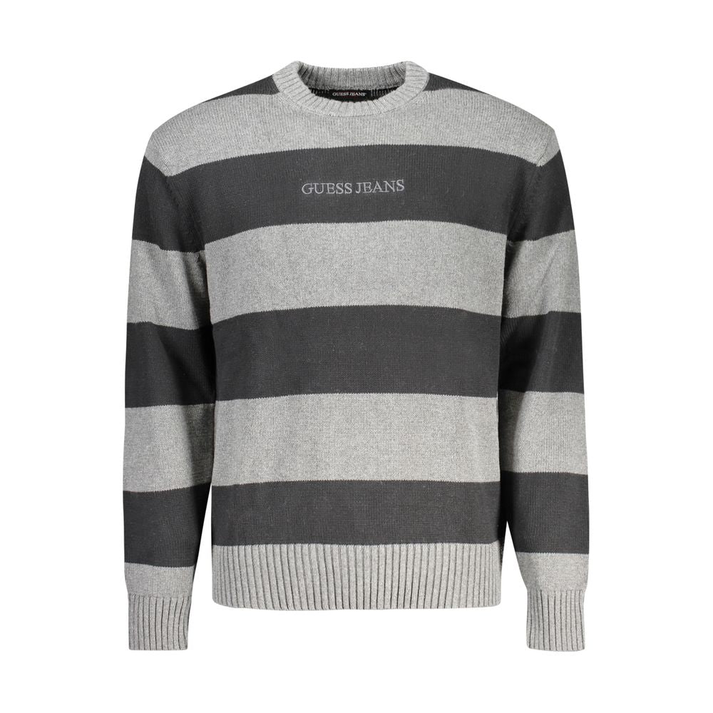 Guess Jeans Gray Striped Cotton Sweater for Men