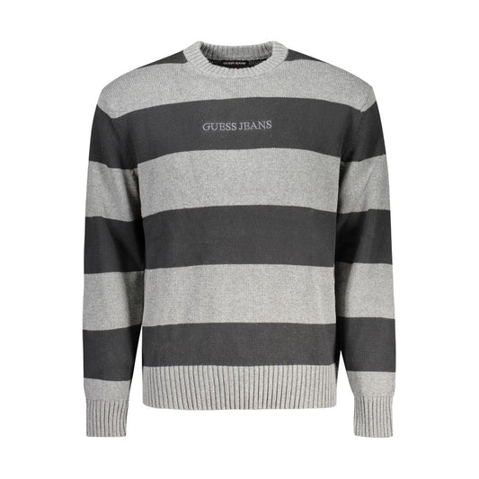 Guess Jeans Gray Striped Cotton Sweater for Men