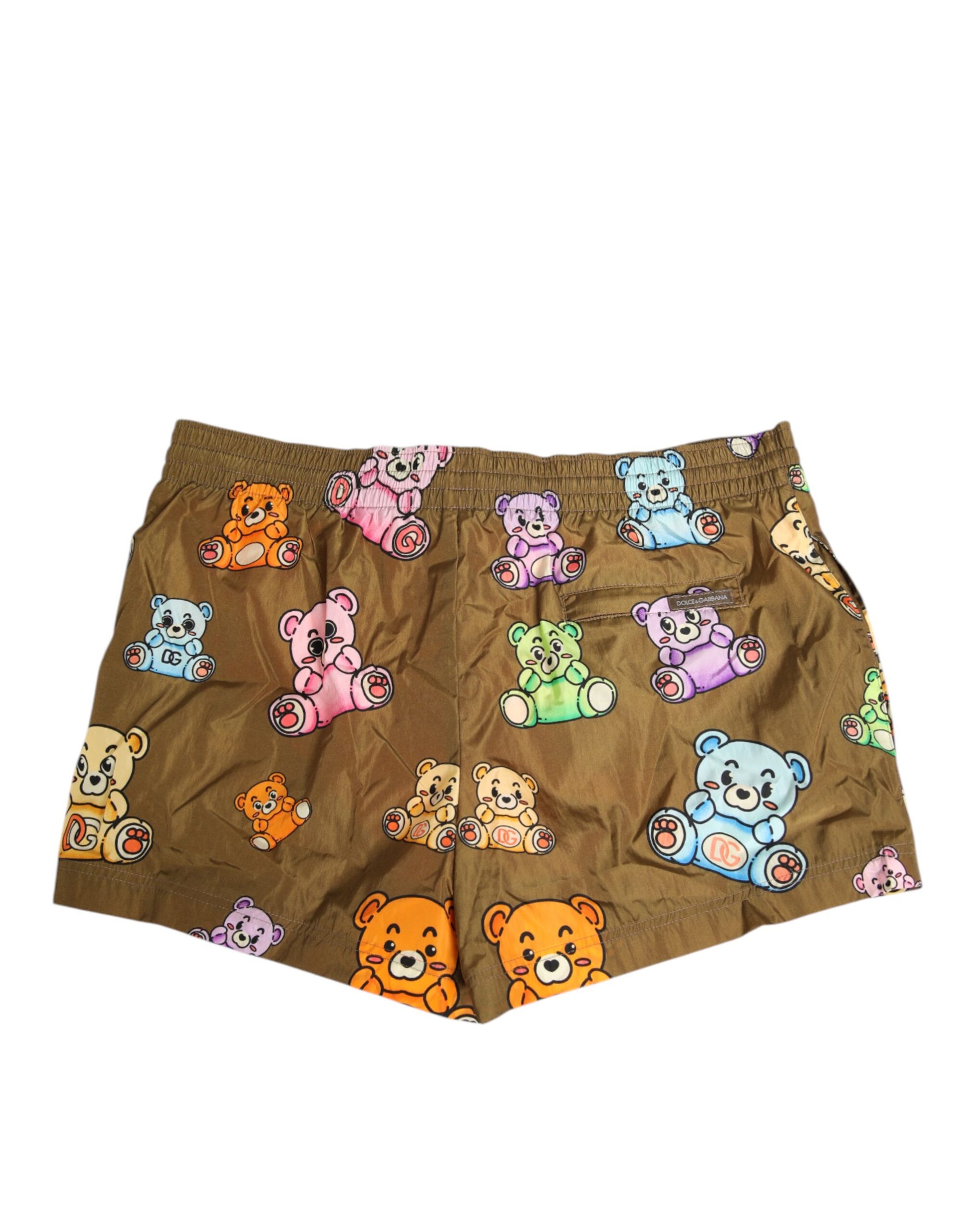 Dolce & Gabbana Brown Multicolor Teddy Bear Men's Swim Shorts