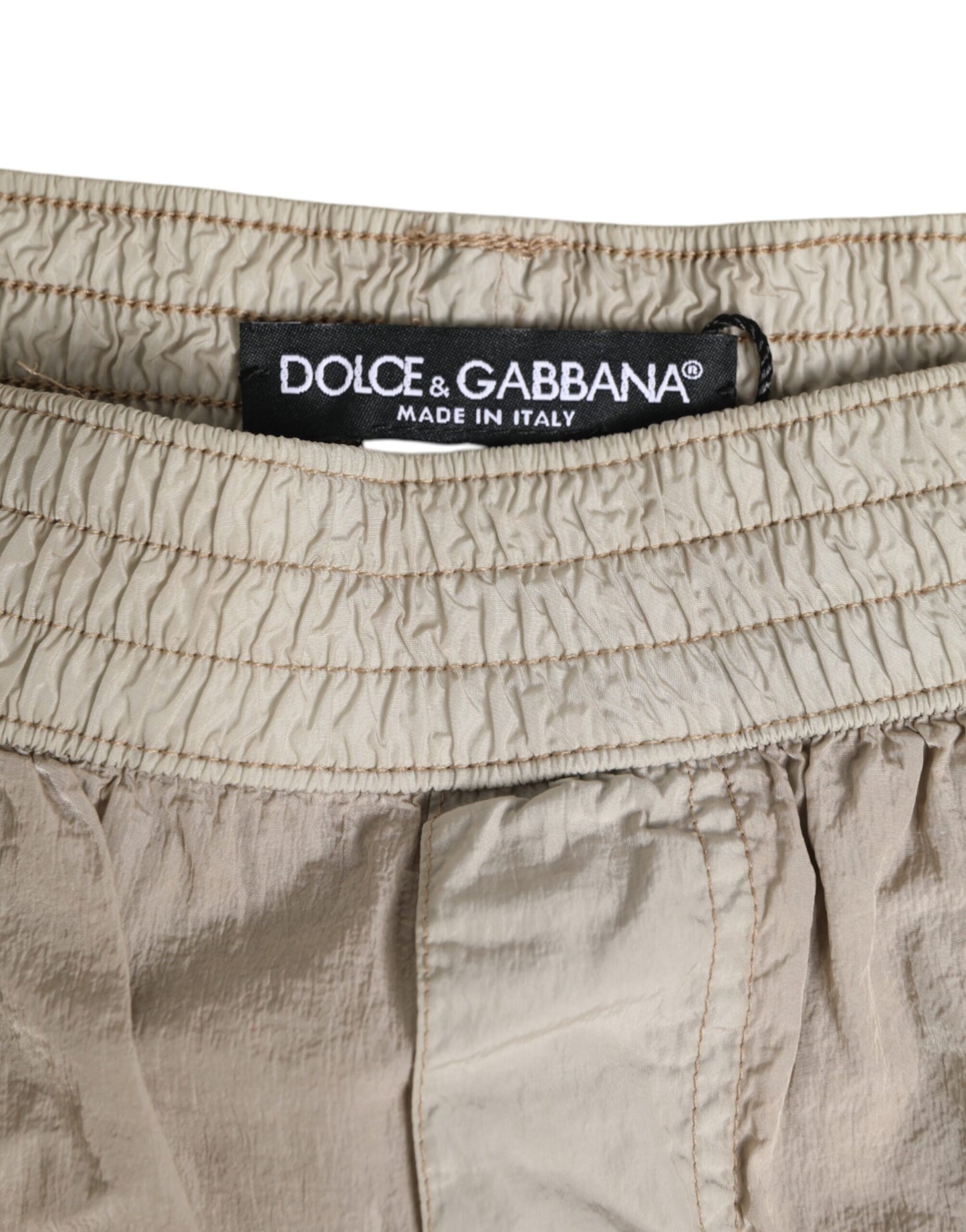 Dolce & Gabbana Beige Nylon Beachwear Men's Boxer Short Swimwear